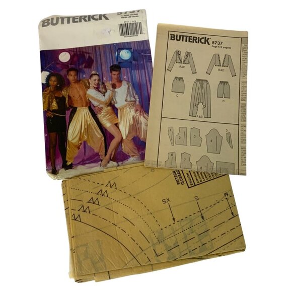 Vintage Butterick 5737 Misses & Mens Dance Costume Sewing Pattern XS-XL 1991 - Picture 3 of 4